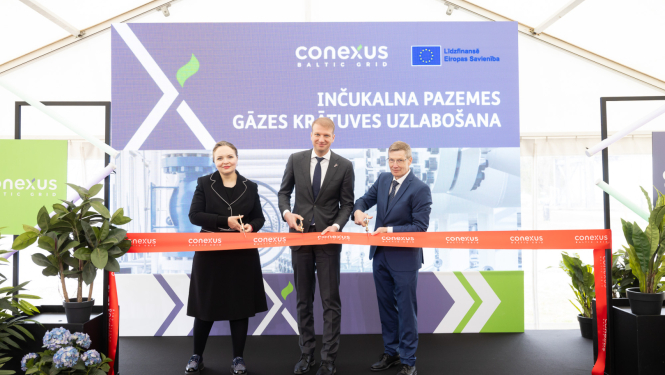 Inčukalna pazemes gāzes krātuves uzlabošanas atklāšanas pasākums - lentas griešana