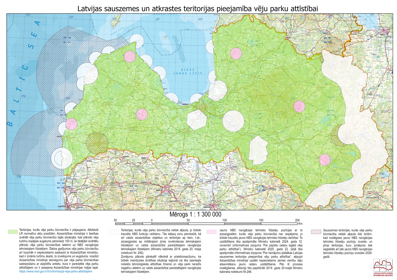 Latvijas sauszemes un atkrastes teritorijas pieejamība vēju parku attīstībai