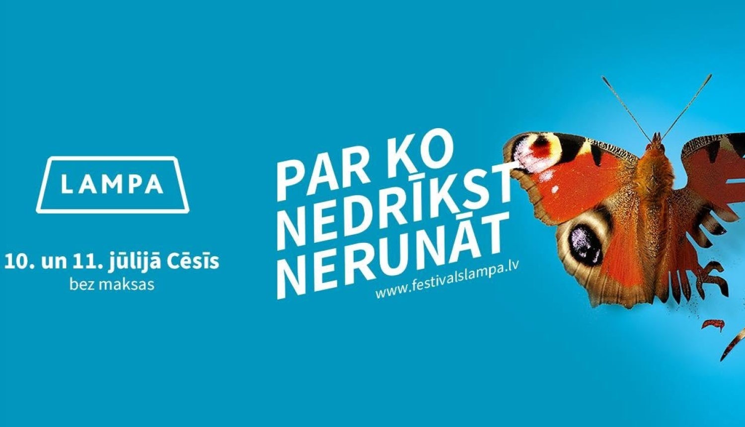 Plakāts ar festivāla LAMPA logo un saukli "Par ko nedrīkst nerunāt"