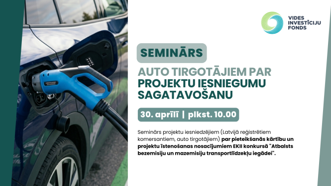Informatīvs plakāts par semināru auto tirgotājiem 30.aprīlī 
