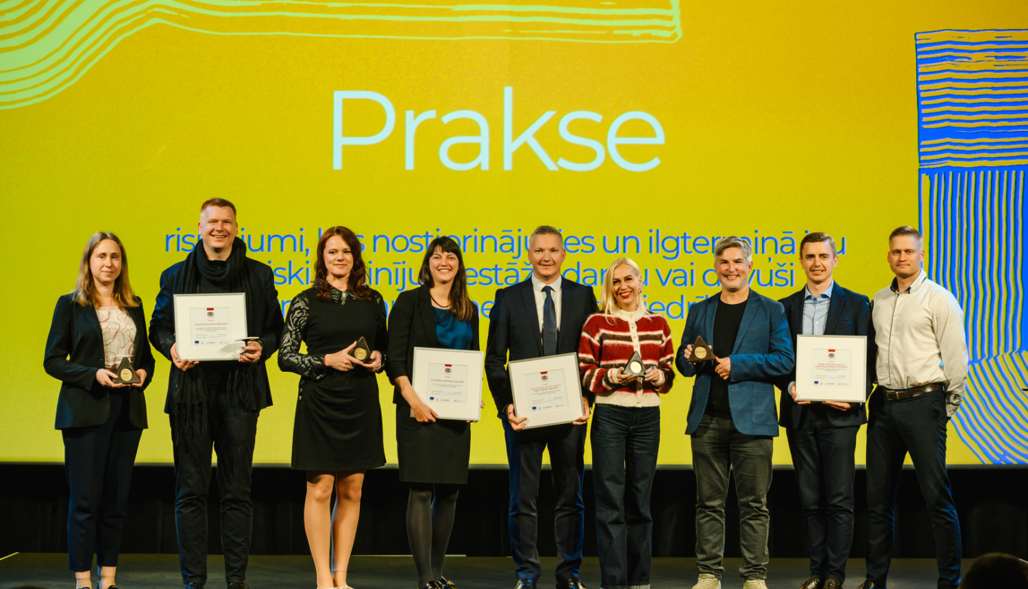 Nominācijas "Prakse" balvas saņēmēji četru ilgtspējas dimensiju ietvaros: vide, sabiedrība, ekonomika un kultūra.