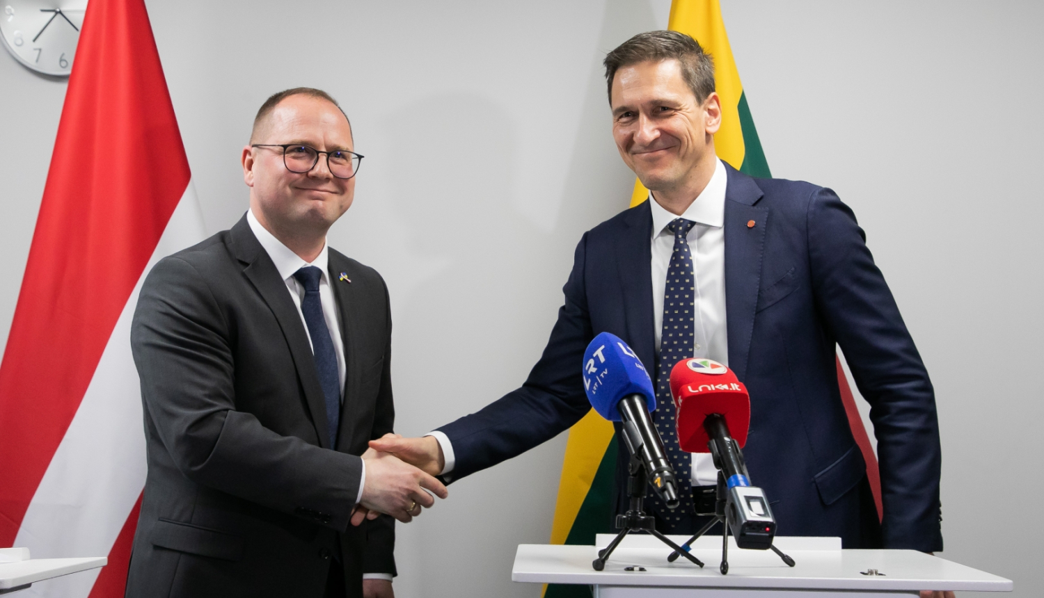 Klimata un enerģētikas ministrs Raimonds Čudars un Lietuvas enerģētikas ministrs Daiņus Kreivis 