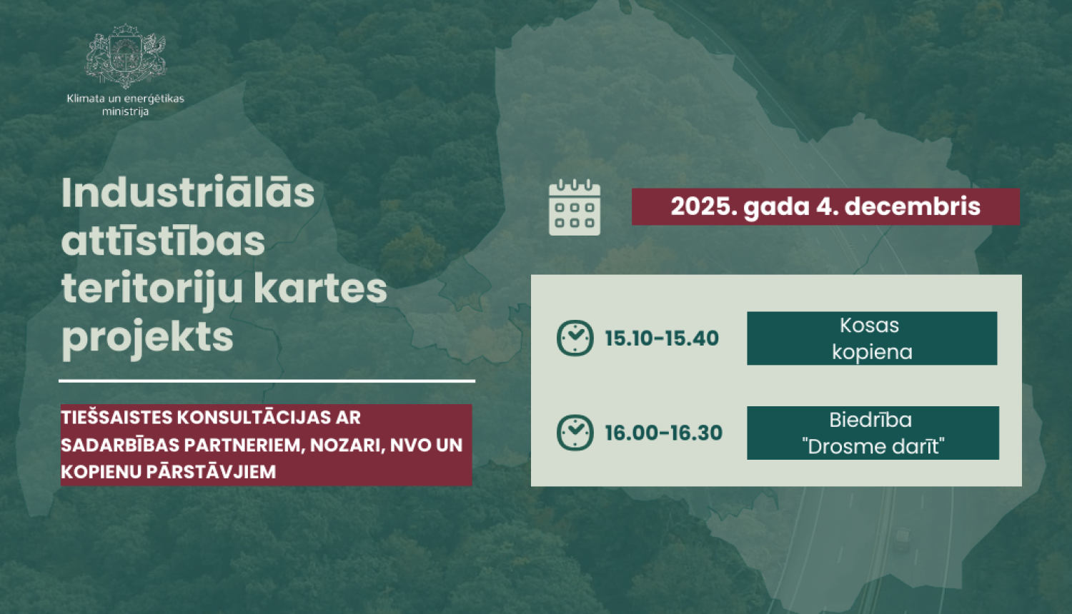 Tiešsaistes konsultācijas par industriālās attīstības teritoriju kartes projektu